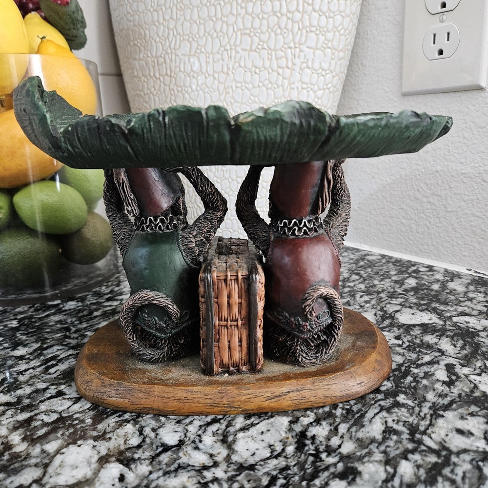 VTG Ceramic Denzine Hand Painted Monkey Sculpture Holding Up Leaf Trinket dish - Picture 6 of 10